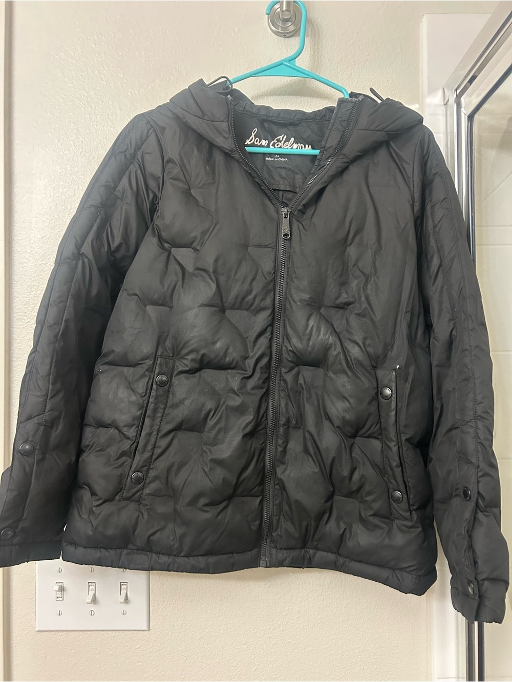 Sam Edelman Women’s Black Puffer Jacket with Hood